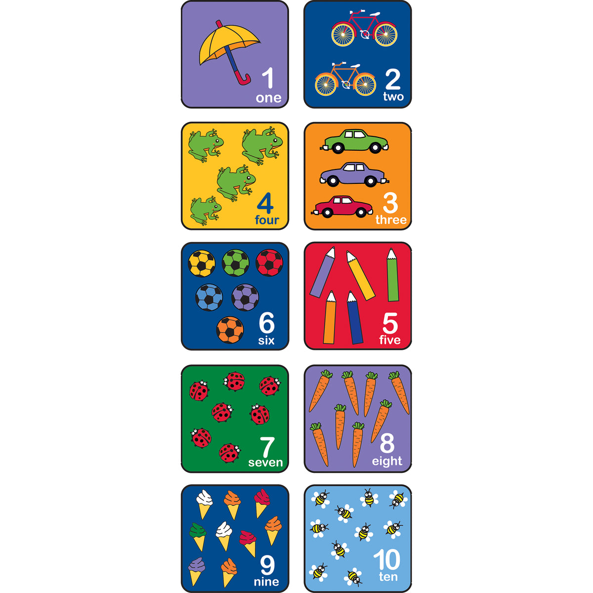 Number Counting Carpet Seating Squares, Set of 10
