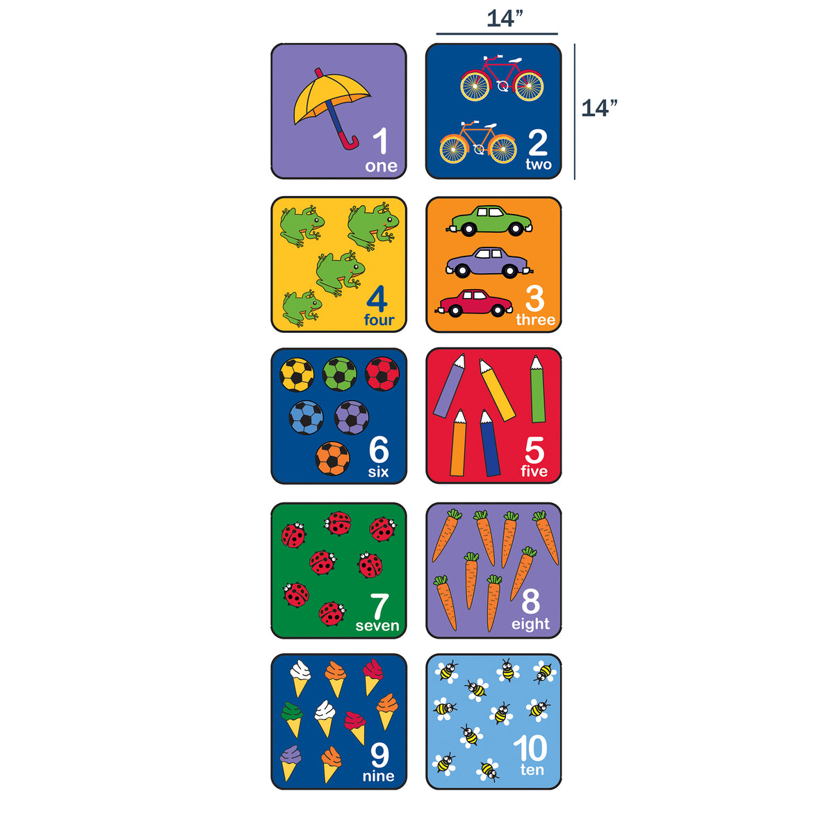 Number Counting Carpet Seating Squares, Set of 10, view 2