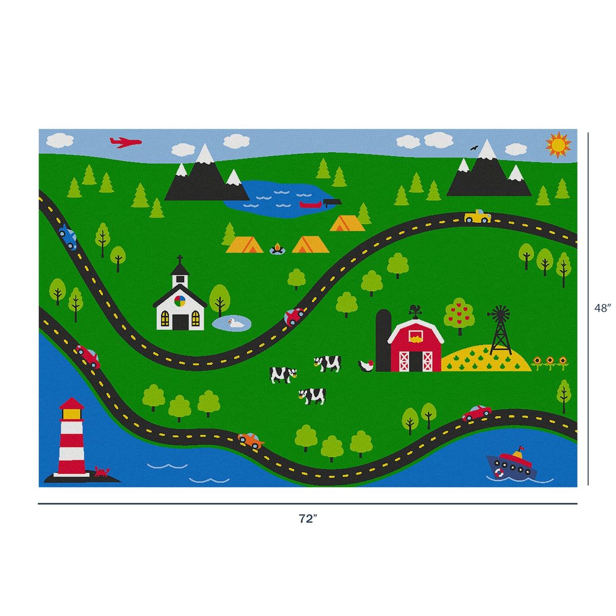 Sunday Drive Road Play Rug, 4' x 6', view 2