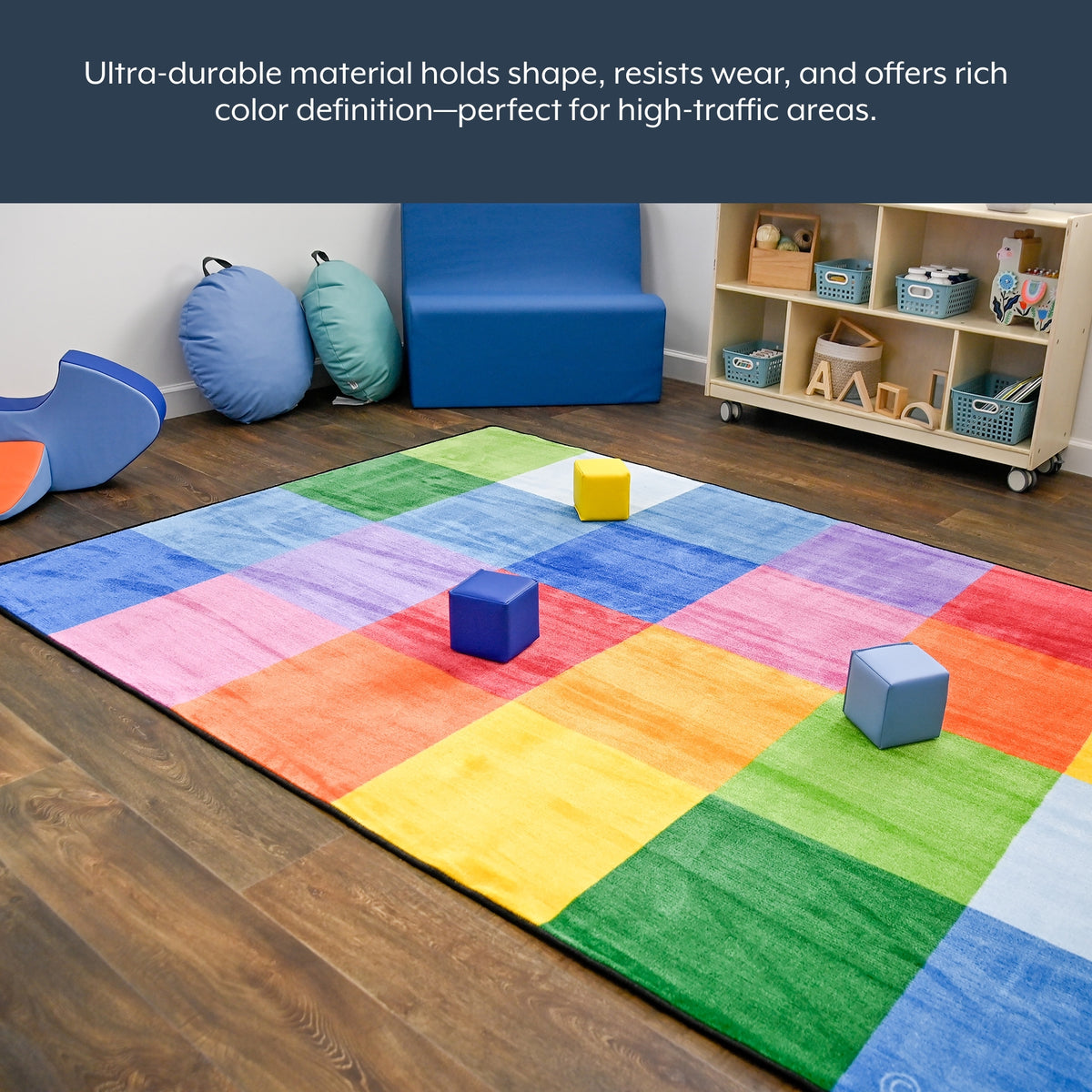 Rainbow Mosaic Classroom Rug, 6' x 9', view 4