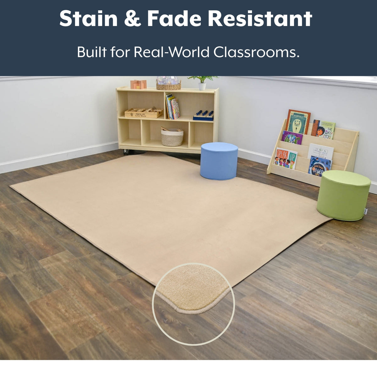Solid Color Classroom Rug, 6' x 9', view 10