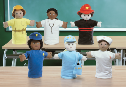 9" Community Helper Career Hand Puppets – Set of 6
