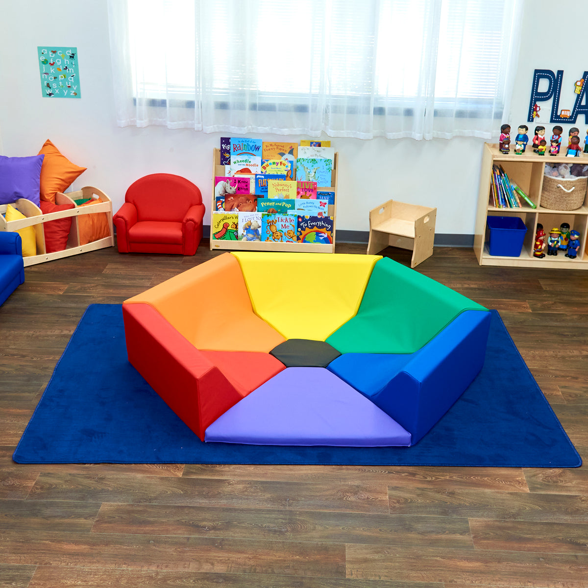 Hexagon Soft Seating Reading Nook, 7 Pieces, view 5