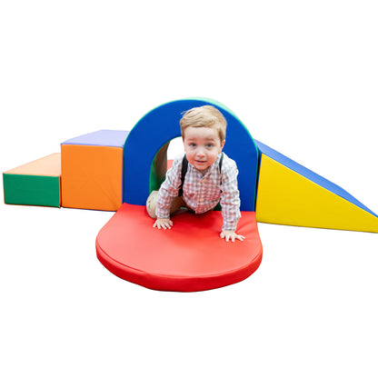 6-Piece Soft Play Tunnel Slide Climber