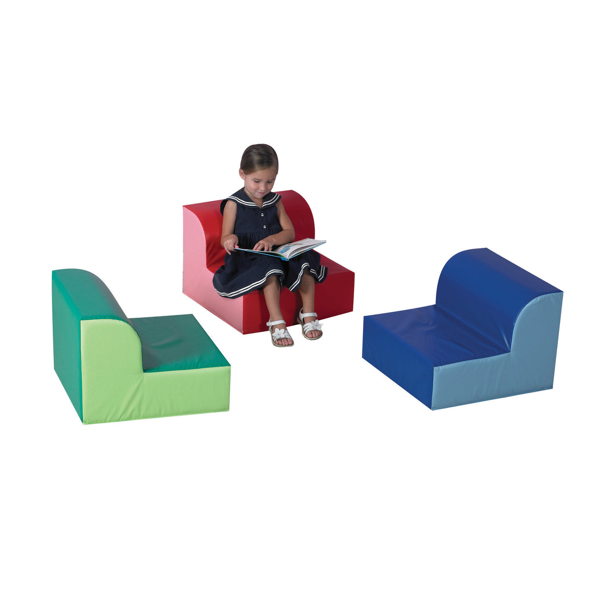 Two-Tone Foam Reading Loungers, Set of 3, Rainbow