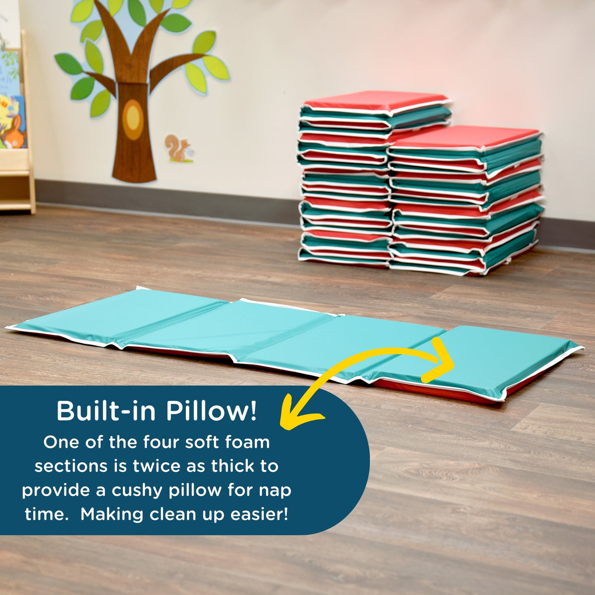 Folding Pillow Rest Mats, Set of 10 – Red/Green, view 6