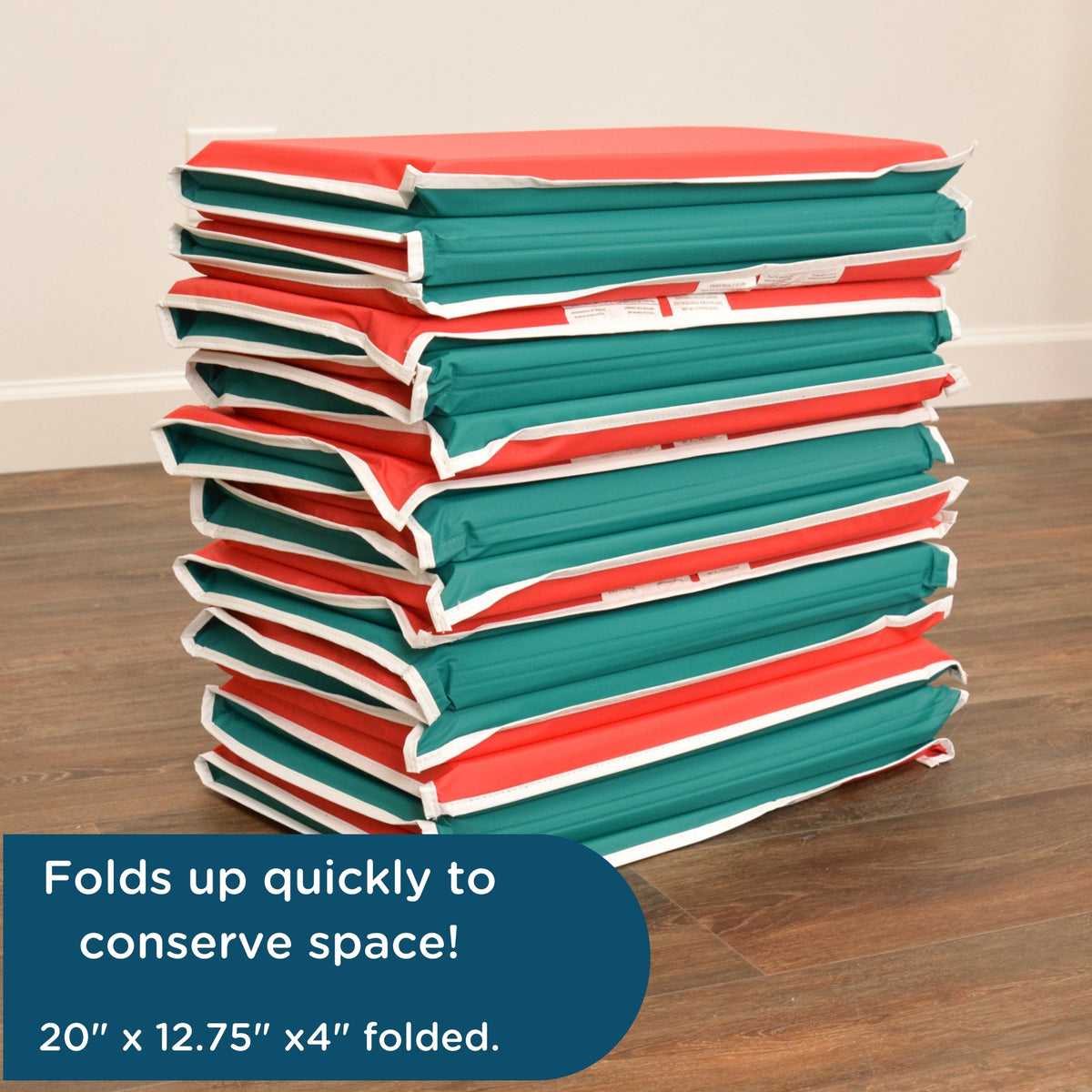 Folding Pillow Rest Mats, Set of 10 – Red/Green, view 5