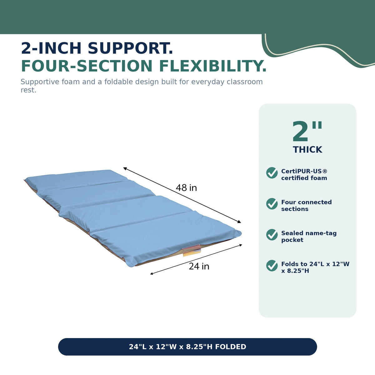 Folding Rest Mat Classroom Bundle with Cart – Fog Blue/Sand, view 9