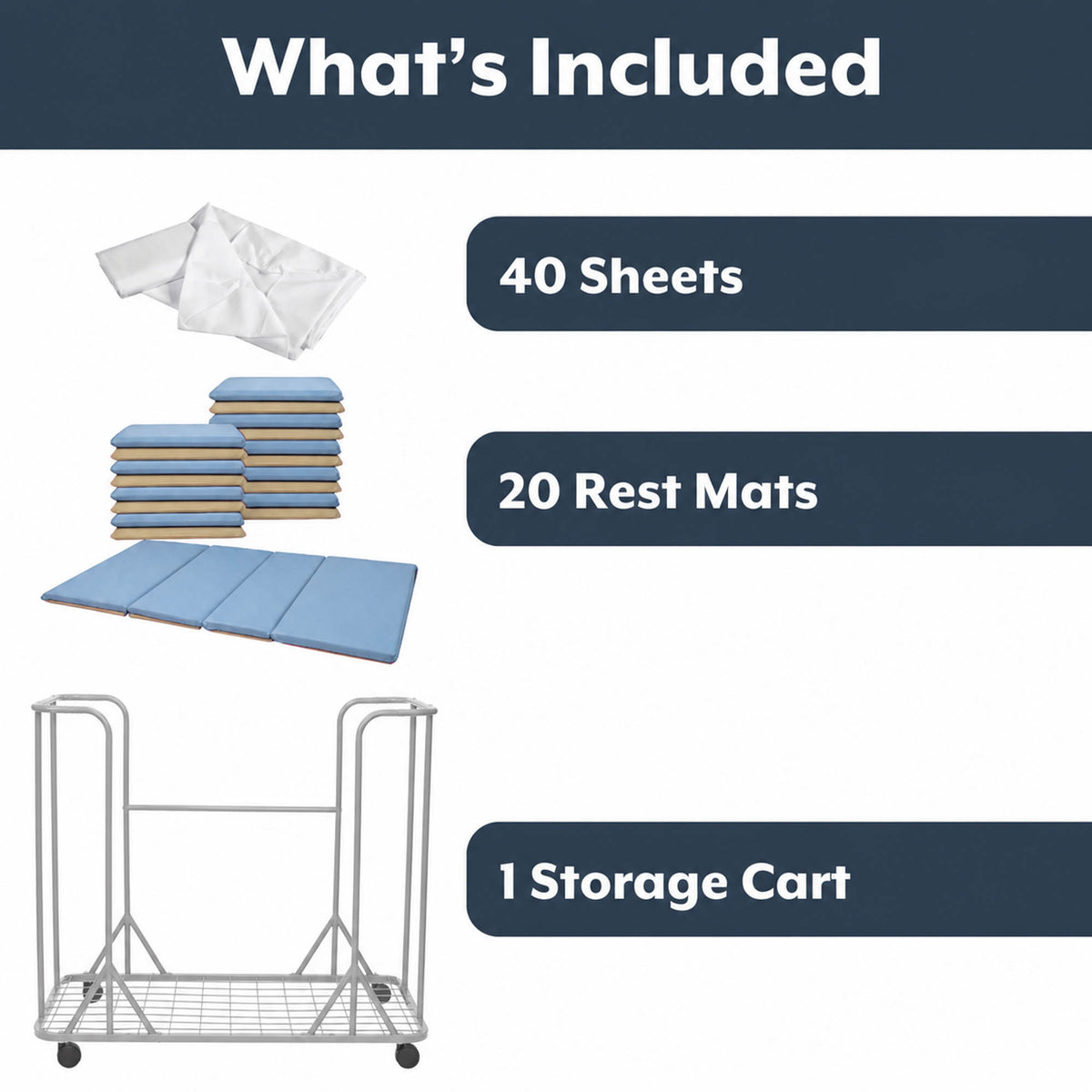 Folding Rest Mat Classroom Bundle with Cart – Fog Blue/Sand, view 4