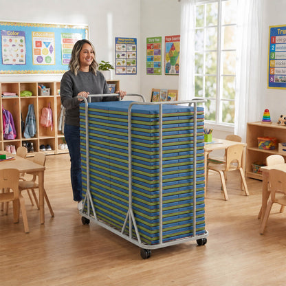 Folding Rest Mat Classroom Bundle with Cart – Sage/Deep Water