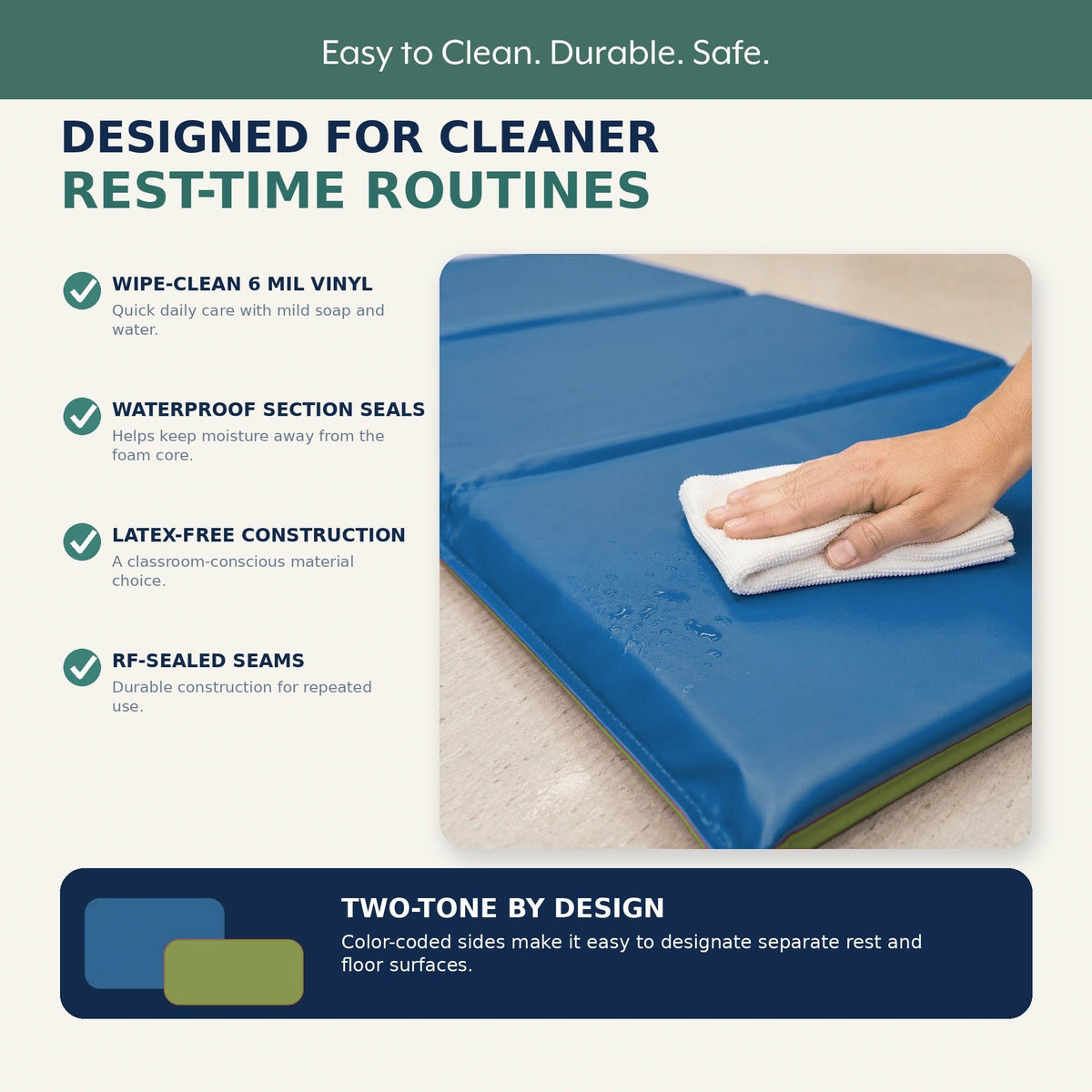 Folding Rest Mat Classroom Bundle with Cart – Sage/Deep Water, view 6