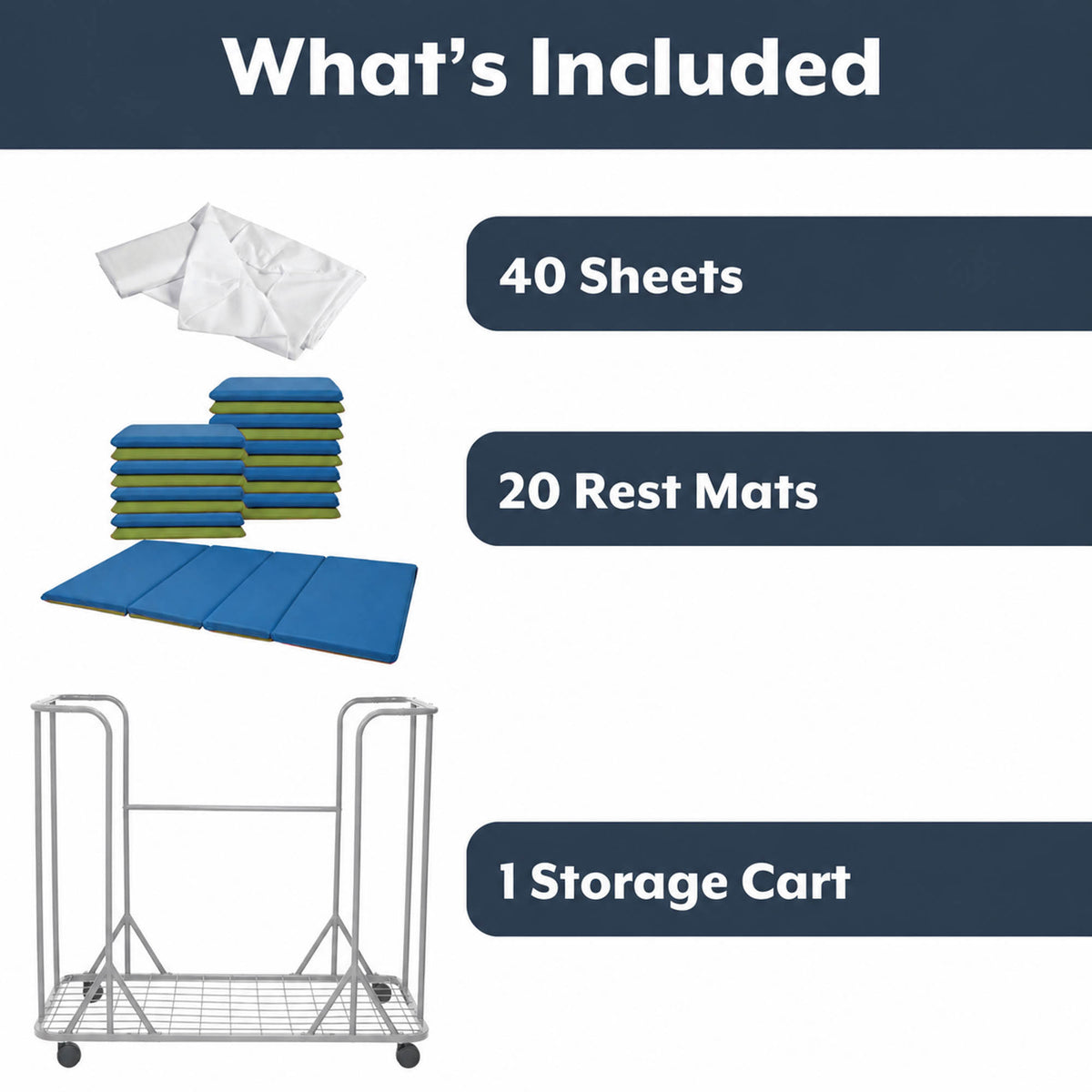 Folding Rest Mat Classroom Bundle with Cart – Sage/Deep Water, view 9