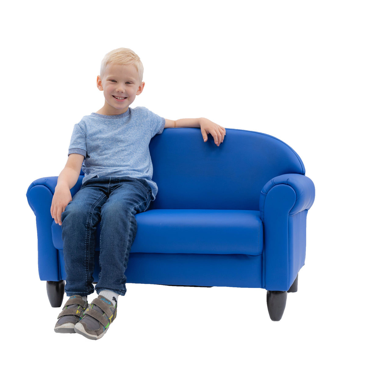 Kids Vegan Leather Chair and Sofa with Adjustable Legs, view 17