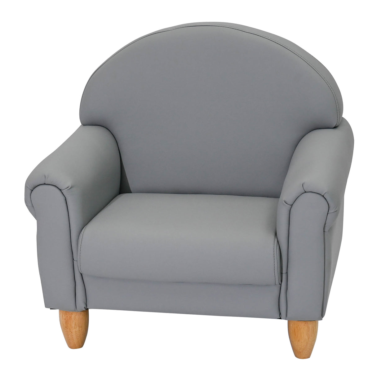 Kids Vegan Leather Chair and Sofa with Adjustable Legs, Gray with Natural Legs / Chair