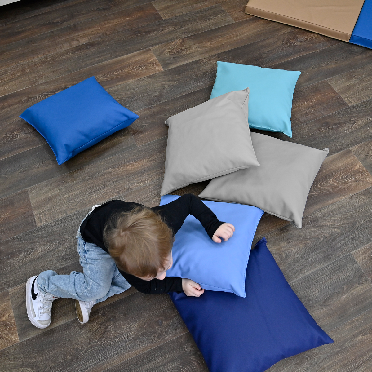 17" Foam-Filled Vegan Leather Floor Pillows – Set of 6, view 7