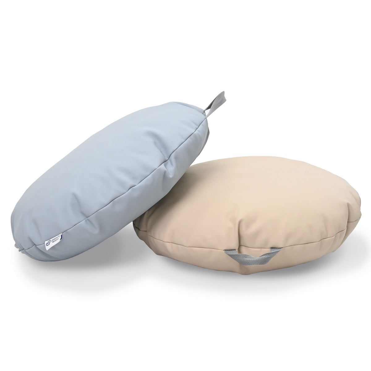 18" Round Floor Poufs with Handles – Set of 2, view 15