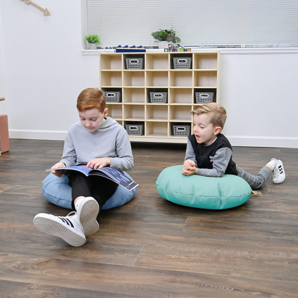 18" Round Floor Poufs with Handles – Set of 2, view 4