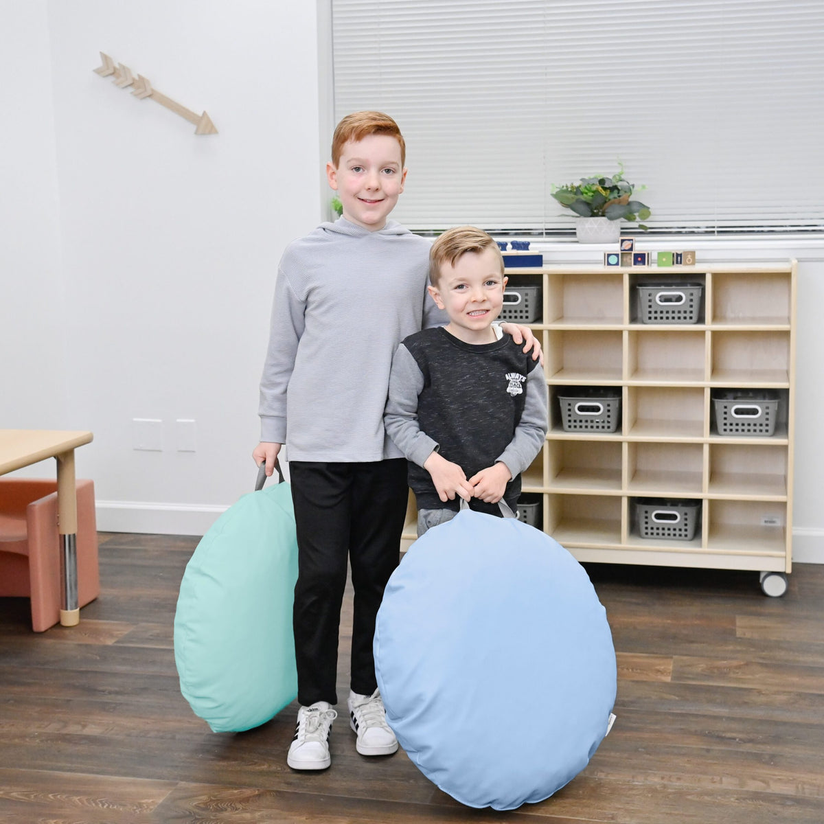 18" Round Floor Poufs with Handles – Set of 2, view 7