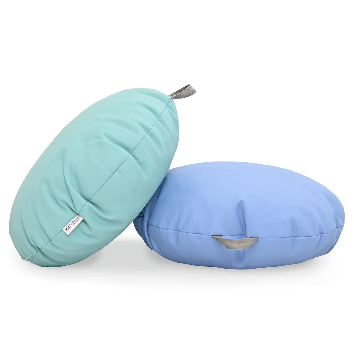 18" Round Floor Poufs with Handles – Set of 2