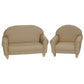 Kids Vegan Leather Chair and Sofa with Adjustable Legs, Buff with Natural Legs / Chair and Sofa Set