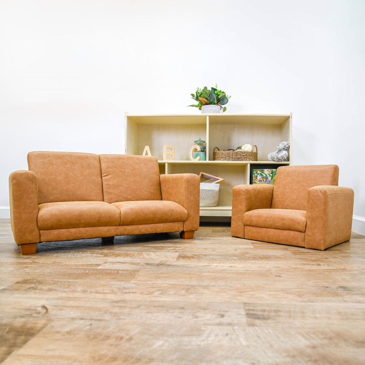 Modern Kids Faux Leather Chair and Sofa, view 2