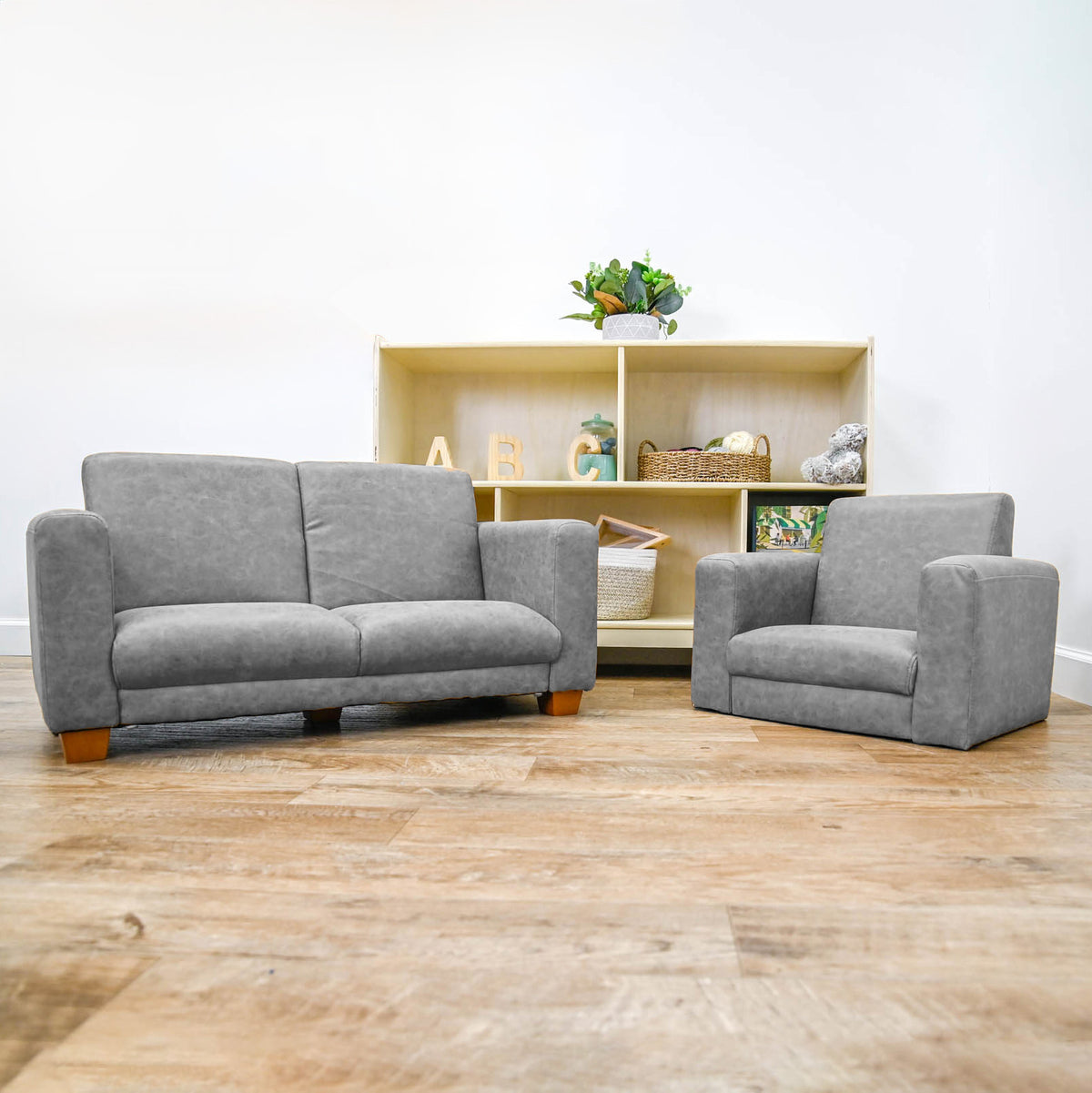 Modern Kids Faux Leather Chair and Sofa
