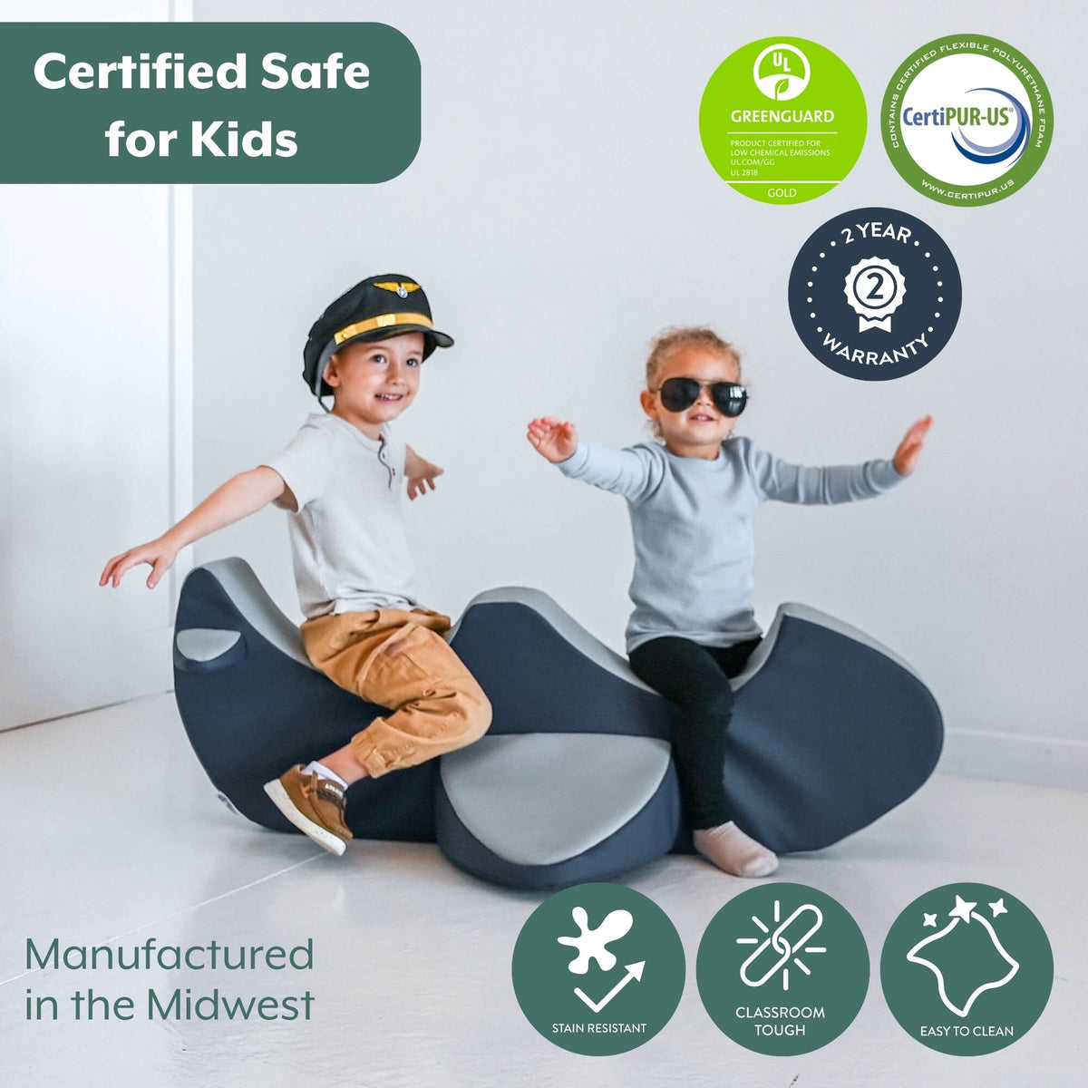 Double Airplane Foam Rocker for Two Toddlers, view 4