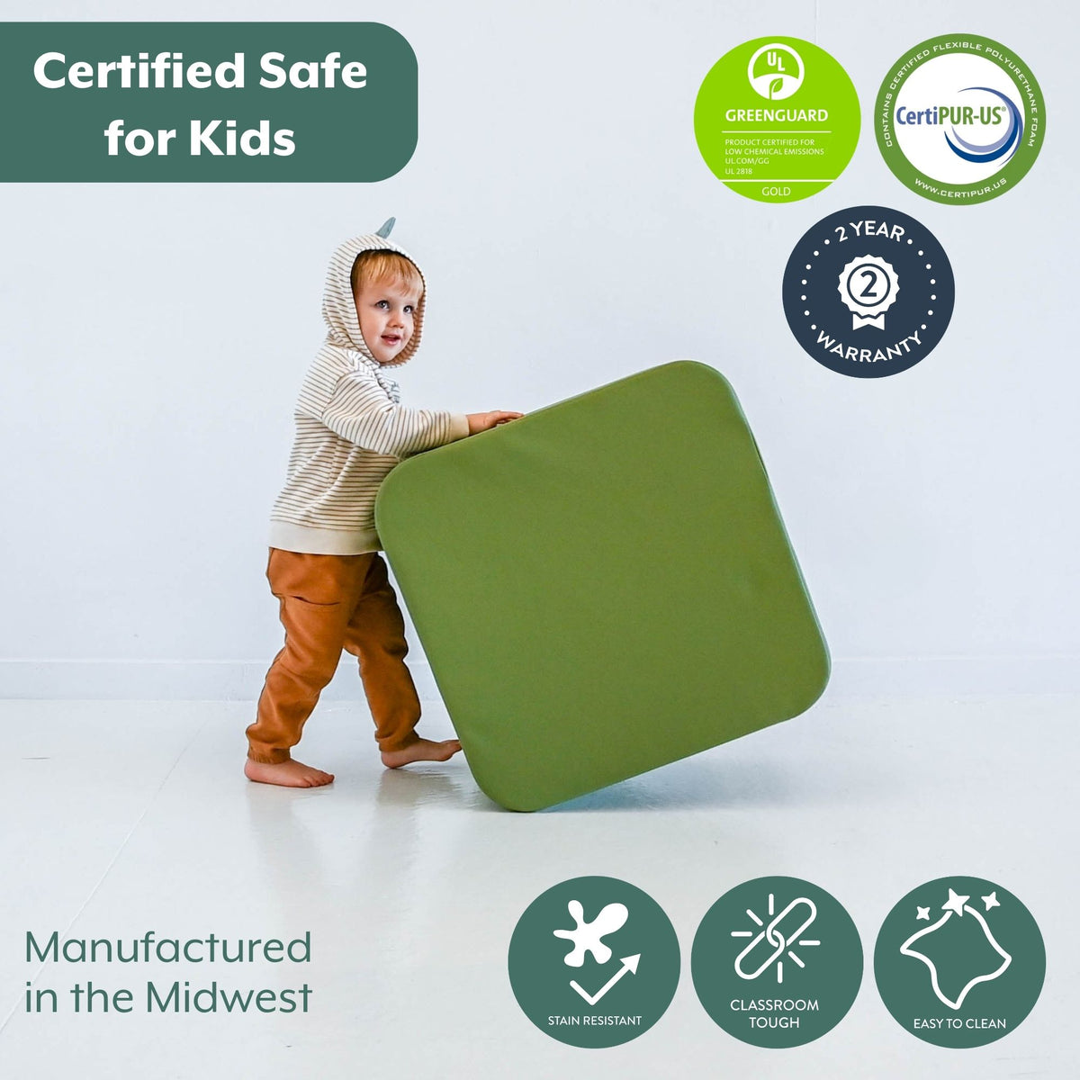 5-Piece Modular Foam Ottoman Seating Set, Woodland, view 4