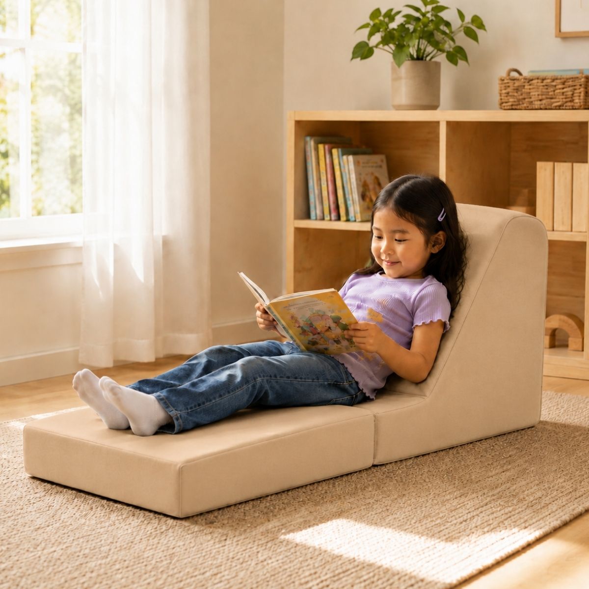 Folding Toddler Foam Lounger – Sand