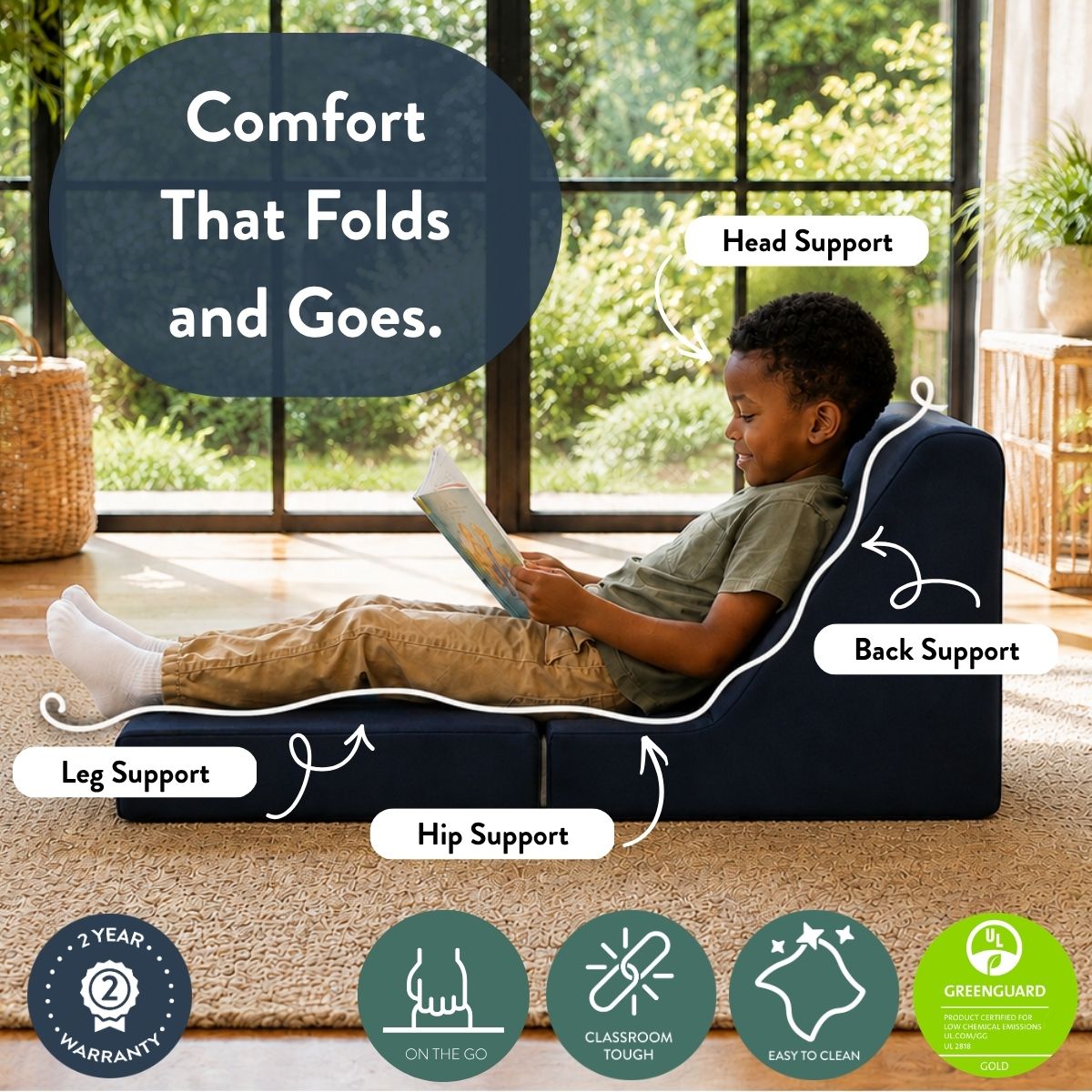 Folding Toddler Foam Lounger – Sand, view 4