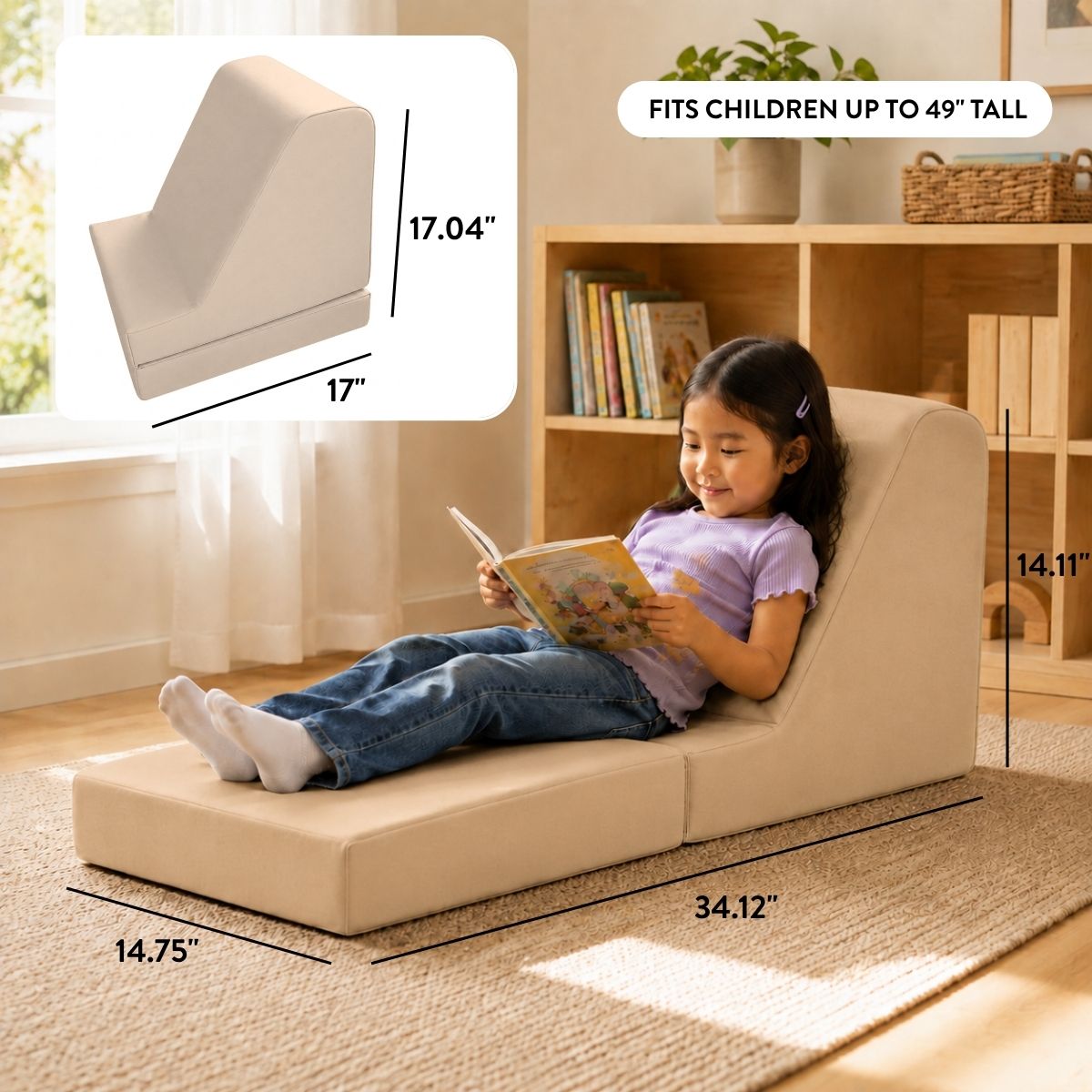 Folding Toddler Foam Lounger – Sand, view 2