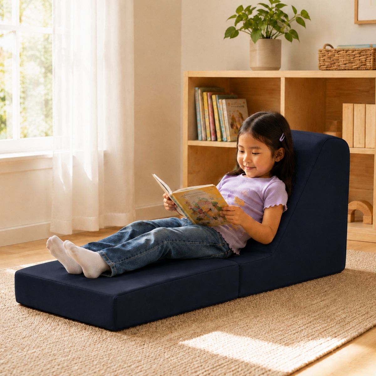 Folding Toddler Foam Lounger – Navy