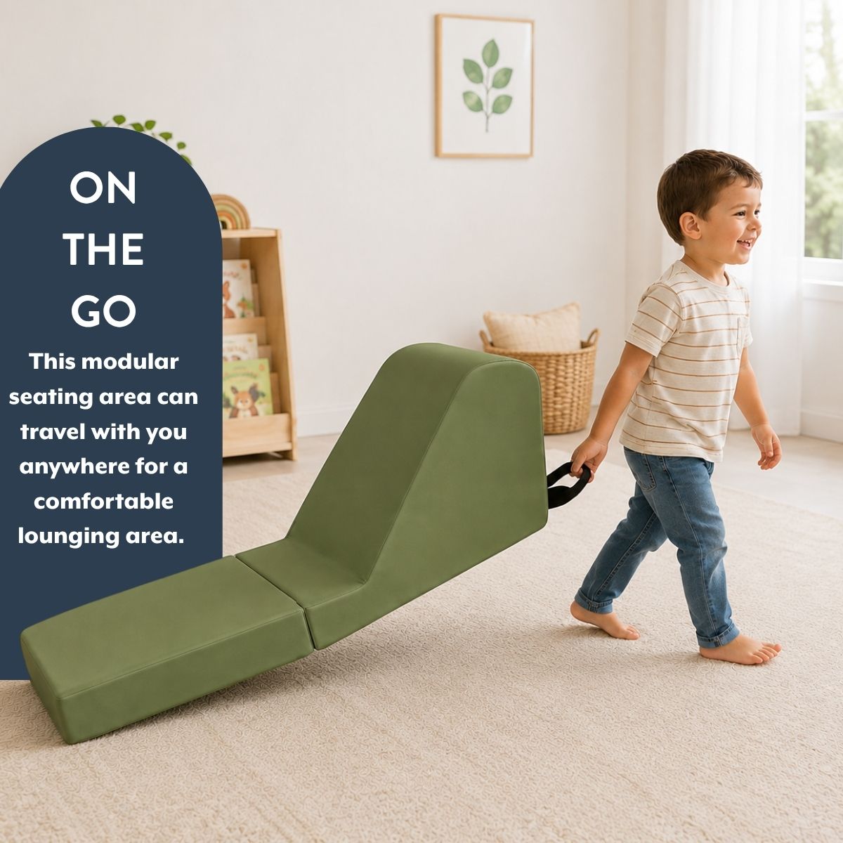 Folding Toddler Foam Lounger – Navy, view 3