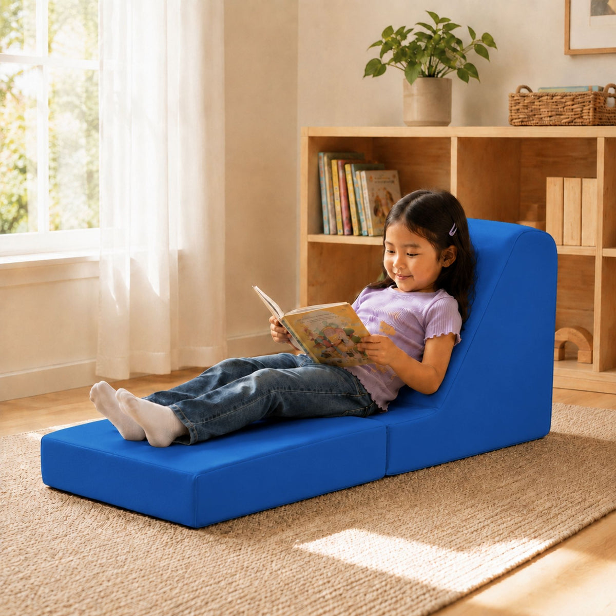 Folding Toddler Foam Lounger – Blue