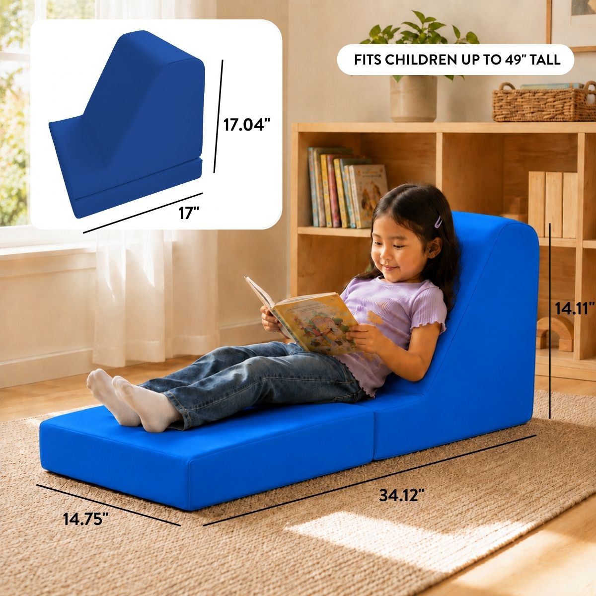 Folding Toddler Foam Lounger – Blue, view 2