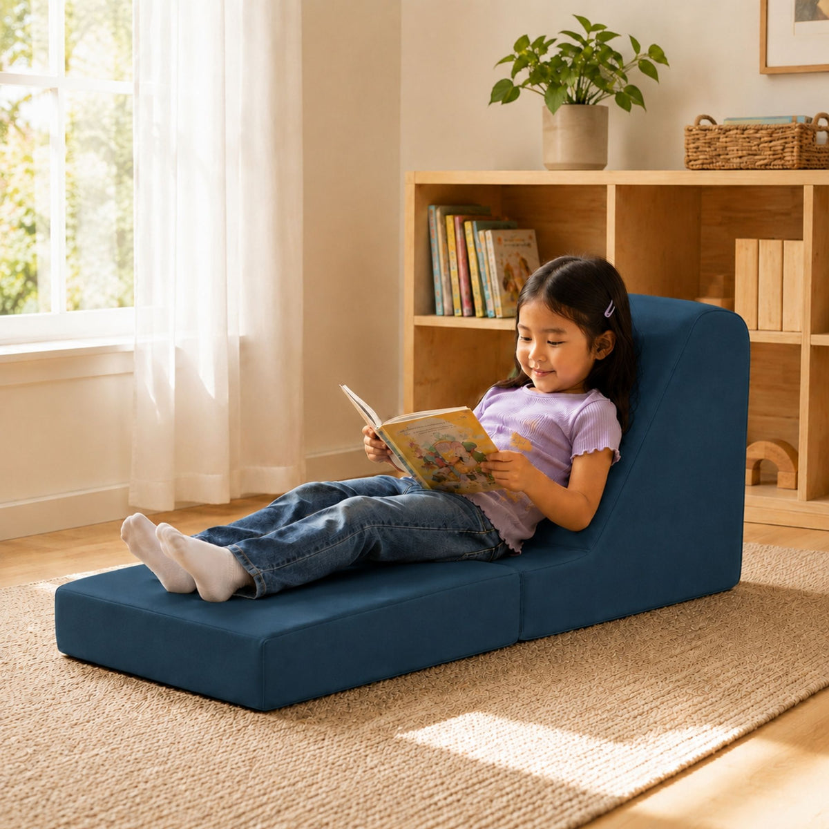 Folding Toddler Foam Lounger – Deep Water