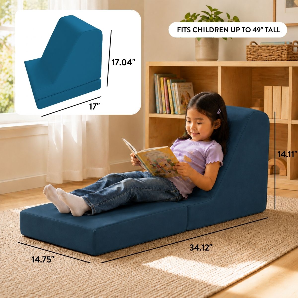 Folding Toddler Foam Lounger – Deep Water, view 2