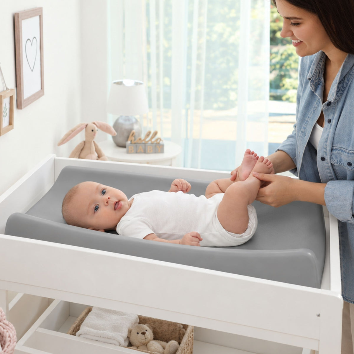 Curved Baby Changing Pad – Gray
