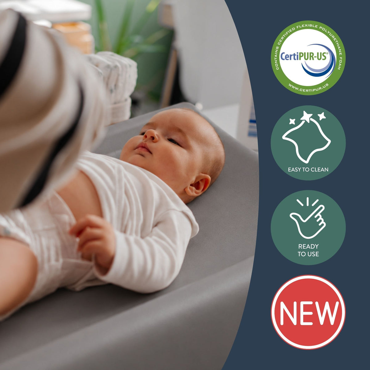 Curved Baby Changing Pad – Gray, view 4