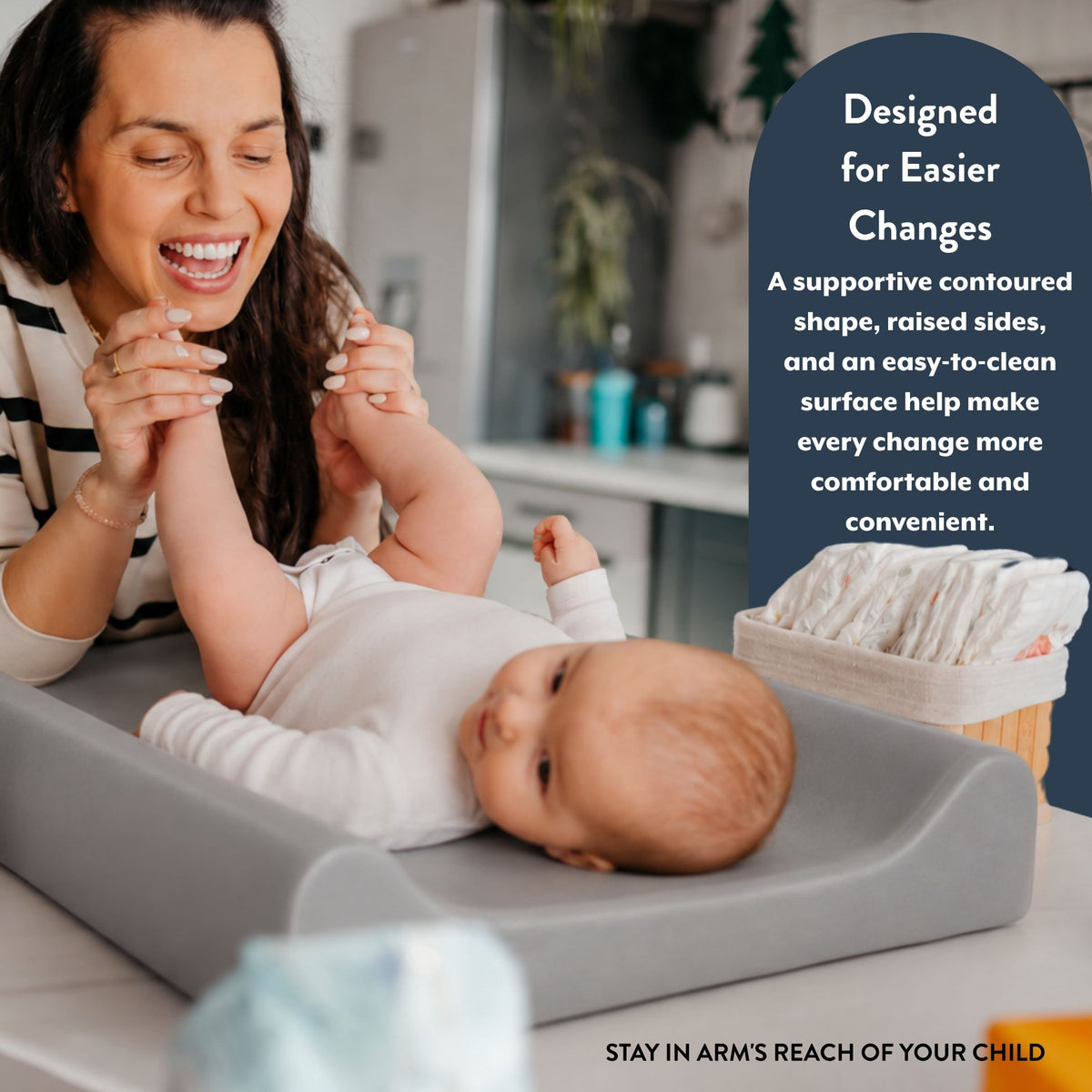 Curved Baby Changing Pad – Gray, view 3