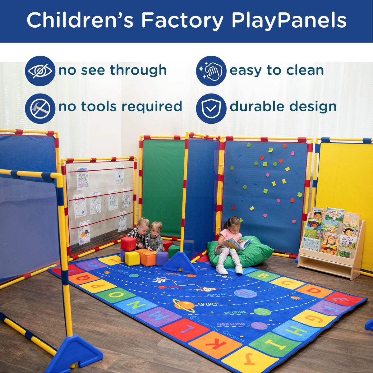 Large Rainbow Classroom Room Divider Set, 8 Panels, view 4