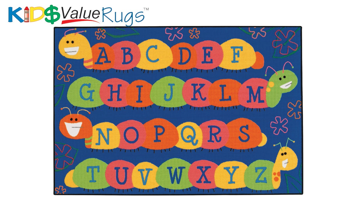 Caterpillar Friends Blue Classroom Rug