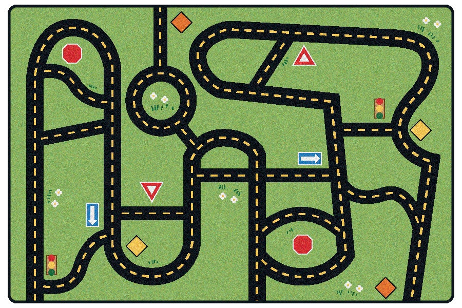 Drive & Play Road Accent Classroom Rug