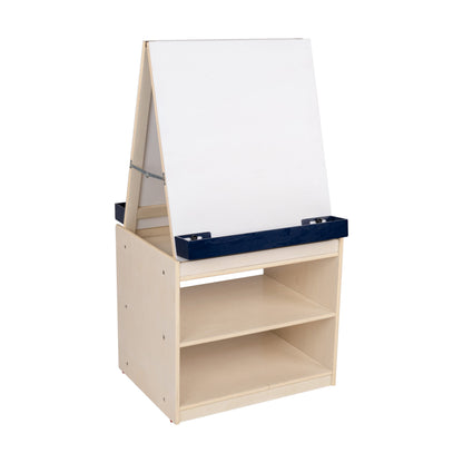 Mobile Double-Sided 2-Station Art Easel with Shelves