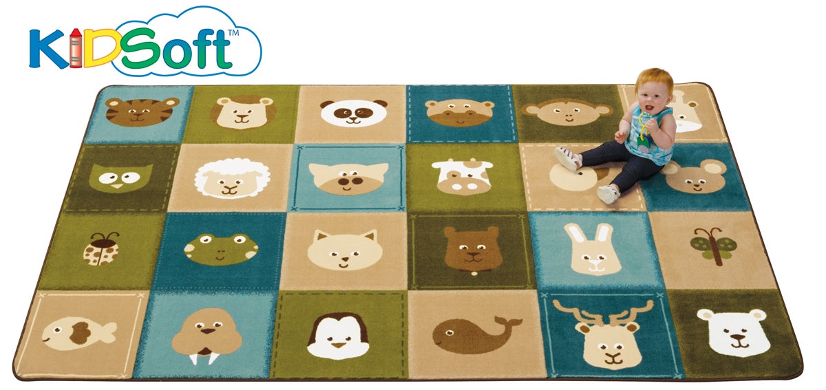 Animal Patchwork Nature Classroom Rug
