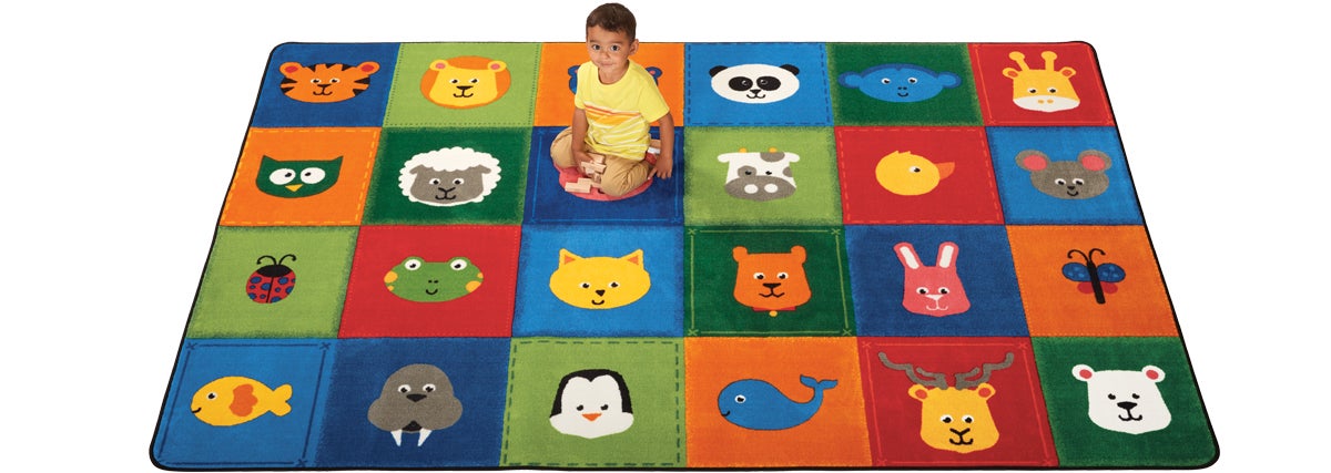 Animal Patchwork Primary Classroom Rug, view 2