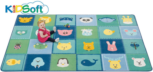 Animal Patchwork Tranquil Colors Classroom Rug