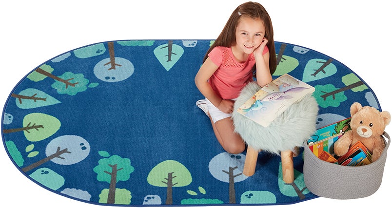 KIDSoft Tranquil Trees Blue Classroom Rug, view 8
