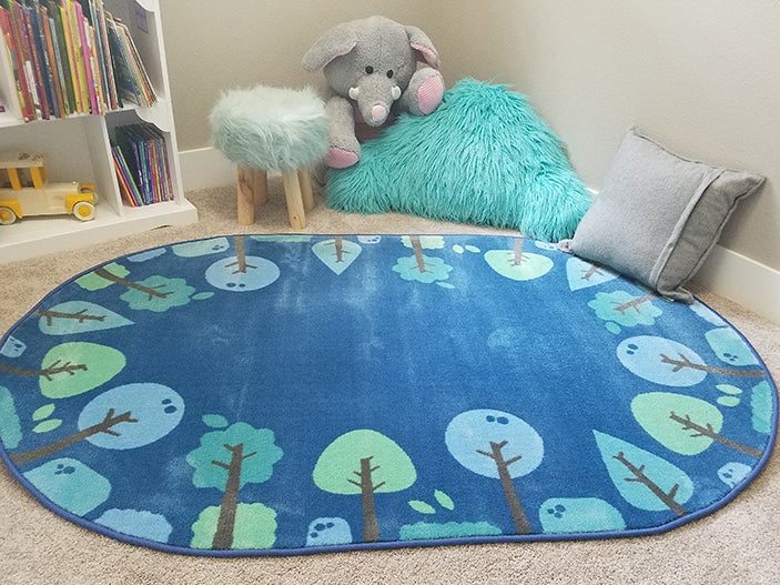 KIDSoft Tranquil Trees Blue Classroom Rug, view 10