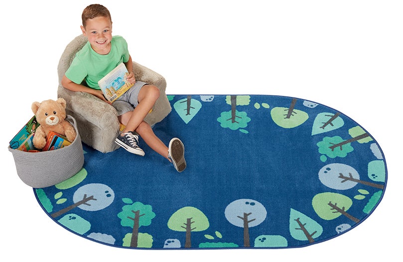 KIDSoft Tranquil Trees Blue Classroom Rug, view 7